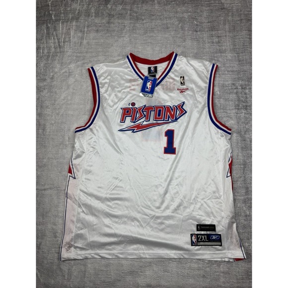 Detroit Pistons Jersey Mens 2XL White Chauncey Billups #1 Vtg Y2K 1978 Throwback - Picture 2 of 13